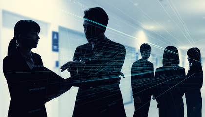 Silhouette of group of businessperson. Business network concept.