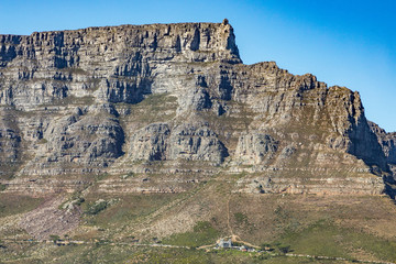 Table mountain from afar on sunny day