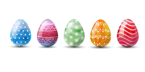 Set of multi-colored Easter eggs. Vector illustration.