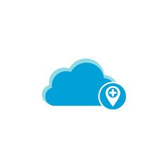 Obraz premium Cloud computing icon, pin plus icon