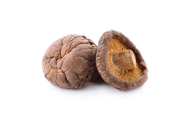 dried mushrooms on white background