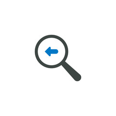 Magnifying glass icon, left arrow icon