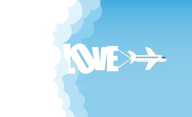 aircraft in the cloud love, vector illustration