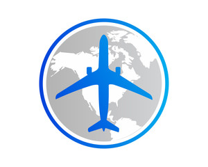 Fototapeta premium globe earth plane airport flight airline airway image symbol icon