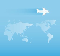 Around the world travelling by plane, vector illustration
