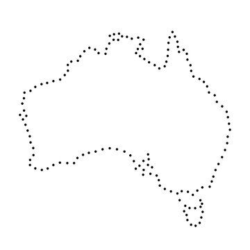 Abstract schematic map of Australia from the black dots along the perimeter of vector illustration
