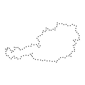Abstract schematic map of Austria from the black dots along the perimeter of vector illustration