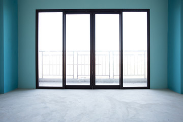 Industry under construction Building home empty Room interior window and door black aluminum on wall