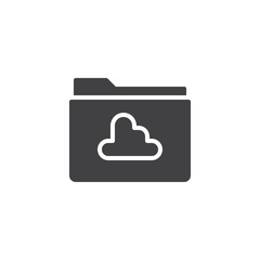 Cloud folder icon vector, filled flat sign, solid pictogram isolated on white. Folder with cloud computing symbol, logo illustration.