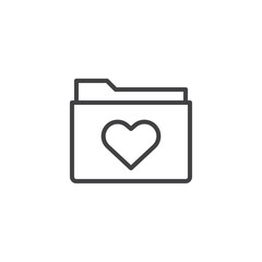 Love favorite folder line icon, outline vector sign, linear style pictogram isolated on white. Heart on folder symbol, logo illustration. Editable stroke