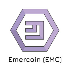 Emercoin (EMC). Vector illustration crypto coin i