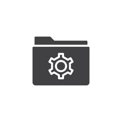 Folder with gear icon vector, filled flat sign, solid pictogram isolated on white. folder settings symbol, logo illustration.