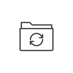 Folder refresh line icon, outline vector sign, linear style pictogram isolated on white. Symbol, logo illustration. Editable stroke