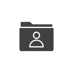 User folder icon vector, filled flat sign, solid pictogram isolated on white. Folder with person symbol, logo illustration.