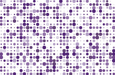 Dotted background with circles, dots, point different size, scale. Halftone pattern. Violet color Vector illustration  