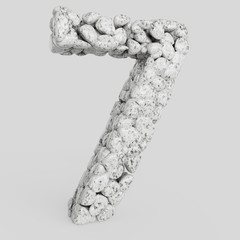 Marble Stones Sculpture Forming The Number 7 on a White Background