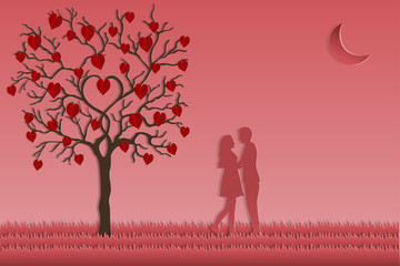 Obraz na płótnie Canvas Valentine card For showcase love style paper art.