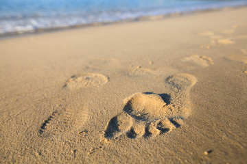  footprint on sand beach