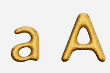 Rough Bronze Uppercase and Lowercase a on a White Background