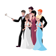 Selfie photo composition with people and celebration
