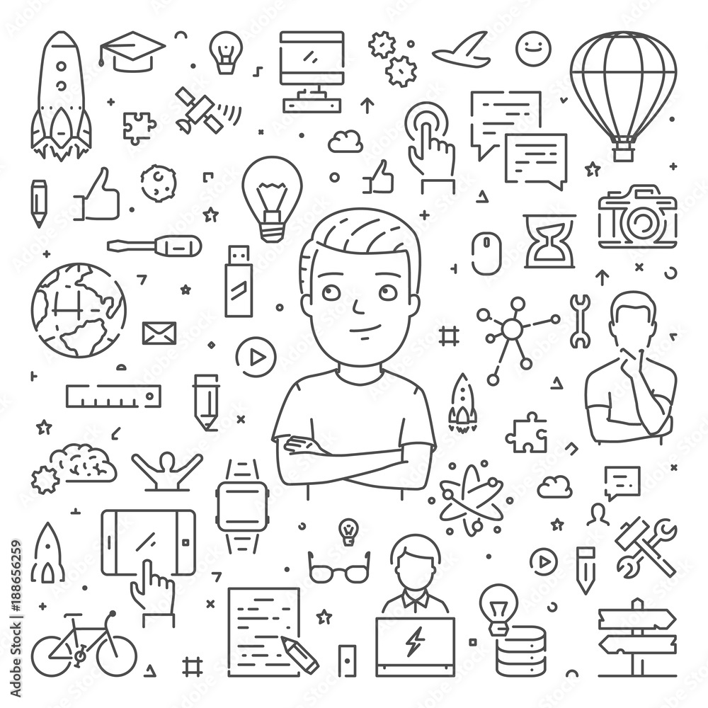 Poster vector line web concept for new idea