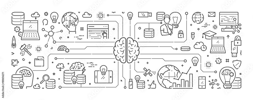 Poster line web banner for artificial intelligence.