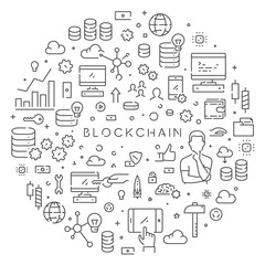 Vector line web concept for blockchain