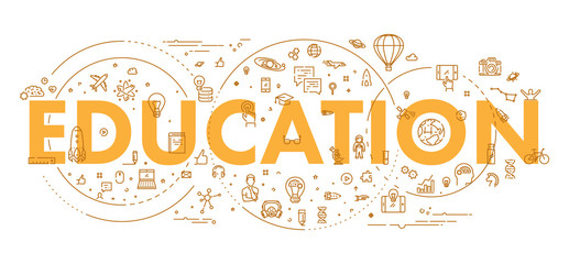 Vector line web concept for education
