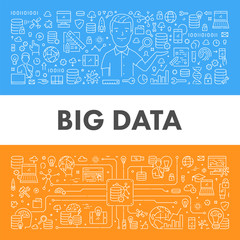 Vector line banner for big data