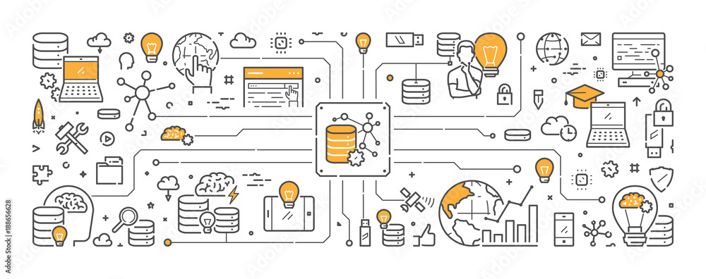 Poster vector line web banner for big data
