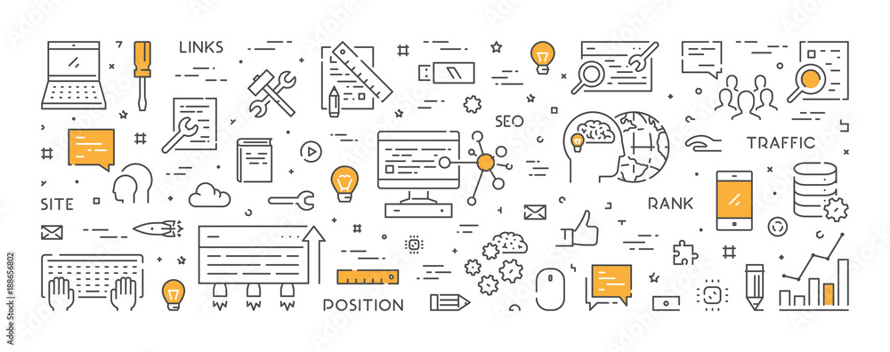 Poster vector line banner for search engine optimization