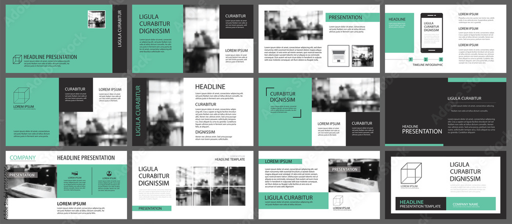 Poster green and white element for slide infographic on background. presentation template. use for business