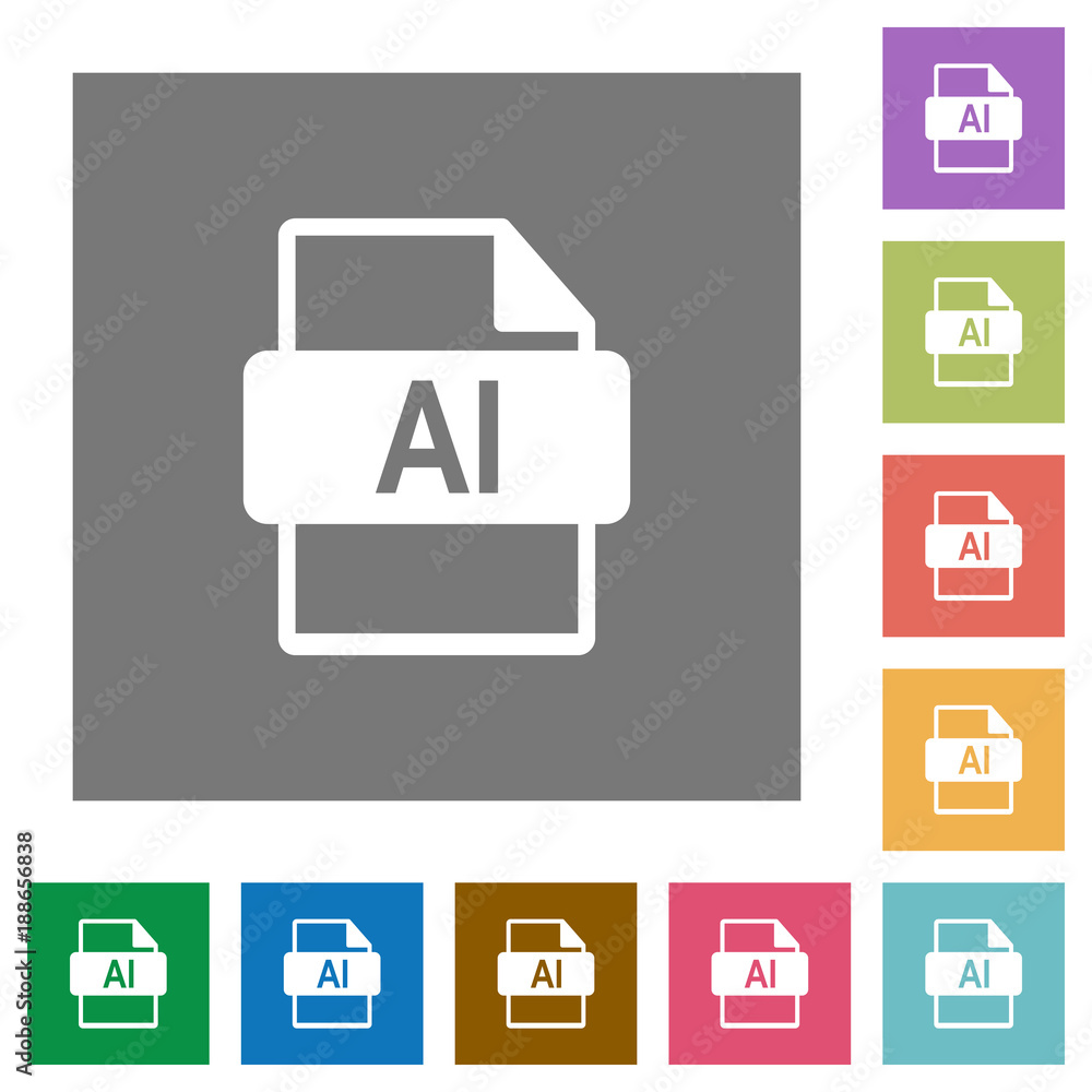 Poster ai file format square flat icons