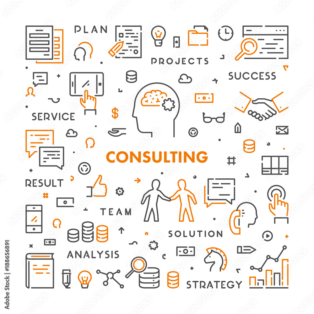 Aufkleber vector line web concept for consulting
