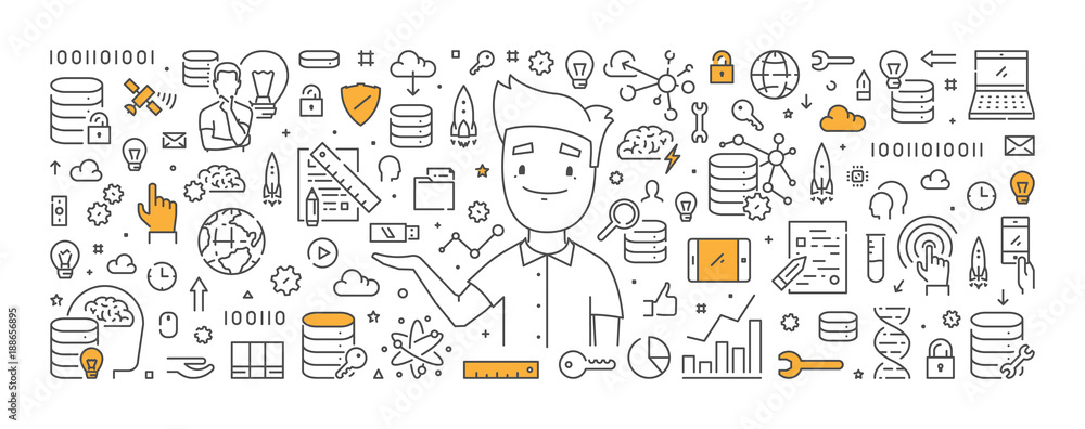 Poster vector linear horizontal banner for big data