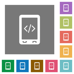 Mobile scripting square flat icons