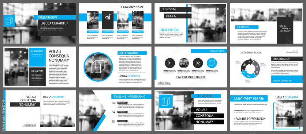 Poster blue and white element for slide infographic on background. presentation template. use for business 