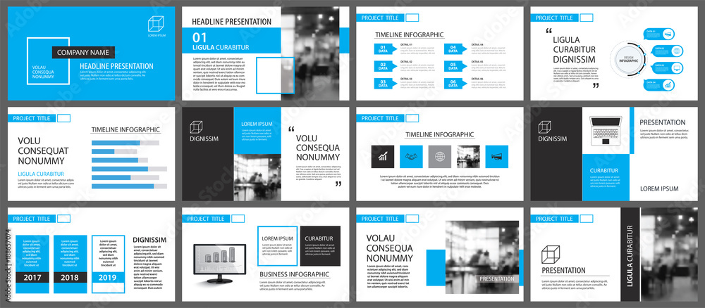 Poster blue and white element for slide infographic on background. presentation template. use for business 