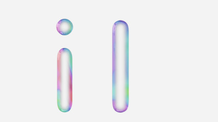 Vibrantly Colorful Upper and Lower Case i Rendered Using a Bubble