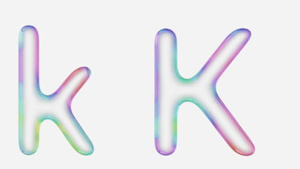 Vibrantly Colorful Upper and Lower Case k Rendered Using a Bubble