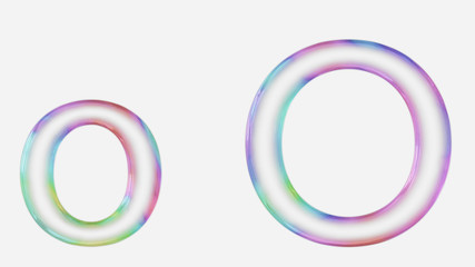 Vibrantly Colorful Upper and Lower Case o Rendered Using a Bubble