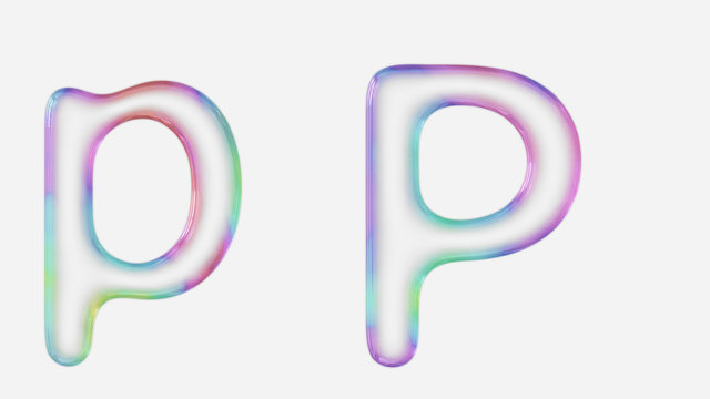 Vibrantly Colorful Upper and Lower Case p Rendered Using a Bubble