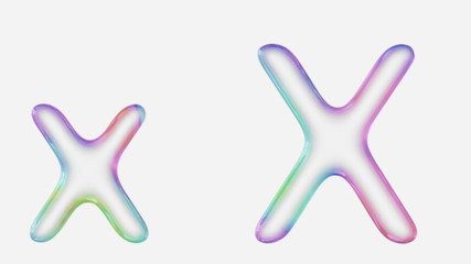 Obraz premium Vibrantly Colorful Upper and Lower Case x Rendered Using a Bubble