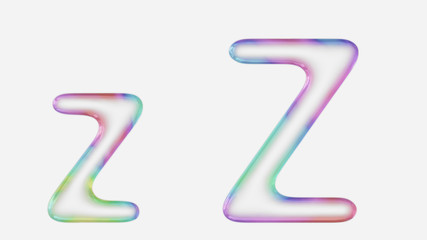Vibrantly Colorful Upper and Lower Case z Rendered Using a Bubble