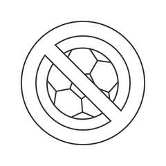 Forbidden sign with football ball linear icon