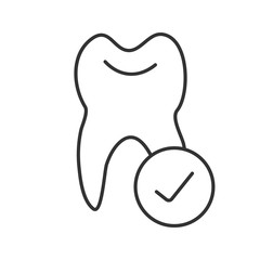 Tooth with checkmark linear icon