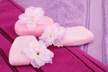 Towels, flowers and soaps
