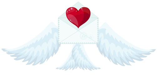 Illustration envelope with wings like Cupid Sending love and heart.Valentine s Day. letter icon symbol simple abstract on background. vector.