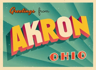 Fotobehang Vintage Touristic Greeting Card From Akron, Ohio - Vector EPS10. Grunge effects can be easily removed for a brand new, clean sign. © CallahanLounge