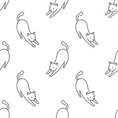 Cat kitten Vector Seamless Pattern isolated wallpaper background